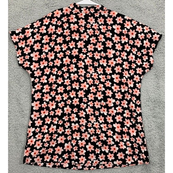 Women's Cabi Small (S) Black Pink Red Floral Print Cap Sleeve Top Blouse - Picture 7 of 11